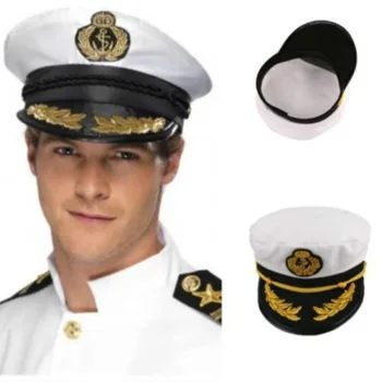 Vintage Pieaugušo Puses Masku Unisex Balta Regulējams Kapteinis Jūrnieki Flotes Kapteinis Laivu Militārā Cepure Klp