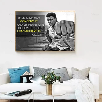 Anotācija Muhammad Ali Plakātu Quote Boksa Melnās Vēstures Mēnesi Plakātu Sienas Mākslas Audekls Gleznošanai Drukāt Sienas Attēlu Apdares Mājās