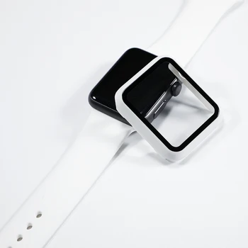 Stikla+Case +Siksna apple skatīties joslas 44MM 40MM 42MM 38MM silikona watchband Piederumi correa aproce iwatch joslu 5 4 3 SE 6