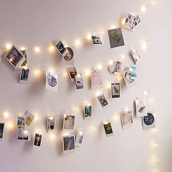 4m LED String Gaismas Veidot Bateriju Foto atmiņas Kartes Klipu Turētājs Pasaku Vainags Lampas Mājās, Kāzu svinības, Apdares Silti Balta