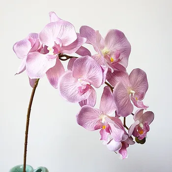 3Pcs Vienu Filiāli 10 Galvas Lielu Phalaenopsis Mākslīgo Ziedu Rotājumu Vāze Mājas Aksesuāri, Kāzu Viltus Zieds Orhideja