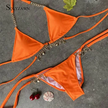 Rhinestone Mirdzēt Bikini Mujer 2019 Pārsējs Peldkostīmi Sieviešu Mežģīnēm Līdz Diviem Gabaliem Peldkostīmu Sieviešu Vasaras Peldkostīms Bikini Komplekts
