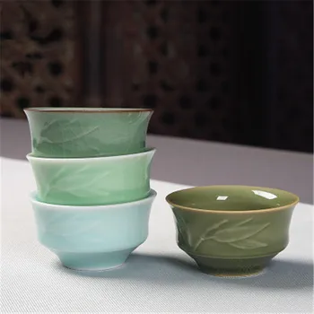 Jaunā Stila Longquan Zaļpelēka Krāsa Roku Darbs Bambusa Atskaņa Tējas Tase Keramikas Kung Fu Tējas Set Master Vienu Tasi Ķīnas Tējas Komplekts Kafijas Komplekts