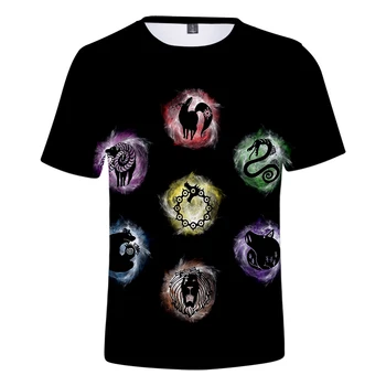 3D Iespiesti Komiksu Septiņi Nāves Grēki T Krekls Vīriešu un Sieviešu Modes Hip Hop Tees Īsām Piedurknēm Zēniem, Meitenēm Gadījuma Vasaras 3D T-krekls
