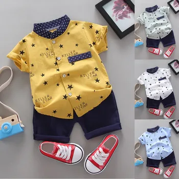 Zēnu drēbes Toddler Bērniem, Bērnu Zēniem Zvaigžņu Vēstuli Džentlmenis Krekls Topi, Bikses, Apģērbu Komplekts детская одежда ropa bebe