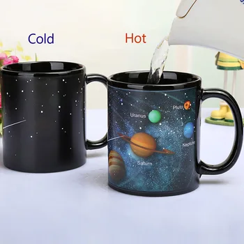 Jaunā saules sistēmas Keramikas kafijas krūze Karstumu jutīga Krāsu maiņa krūzes burvju tējas tase labākā dāvana draugiem