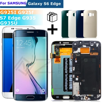 G925i SAMSUNG Galaxy S7Edge LCD G935fd G935A S6 Malas Displejs, Touch Screen Nomaiņa, Montāža ar Stikla Akumulatora Vāciņu Atpakaļ