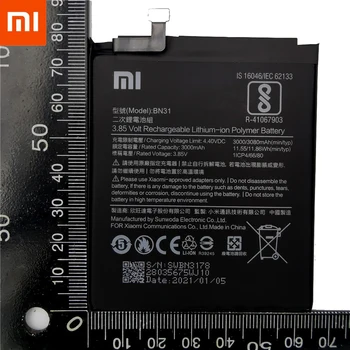 Xiao Mi Sākotnējā Tālruņa Akumulatora BN31 par Xiaomi Mi 5X Mi5X Redmi, Ņemiet vērā, 5A / Pro Mi A1 Redmi Y1 Lite S2 3000mAh Akumulatoru + Instrumenti