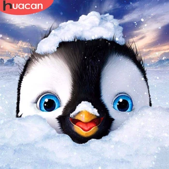 HUACAN 5D DIY Dimanta Krāsošana Pingvīns Ziemas Pilnu Kvadrātveida/Apaļā Dimanta Izšuvumi Dzīvnieku Attēlu Mozaīkas Mājas Dekoru