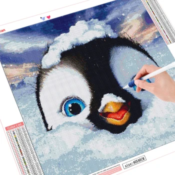 HUACAN 5D DIY Dimanta Krāsošana Pingvīns Ziemas Pilnu Kvadrātveida/Apaļā Dimanta Izšuvumi Dzīvnieku Attēlu Mozaīkas Mājas Dekoru