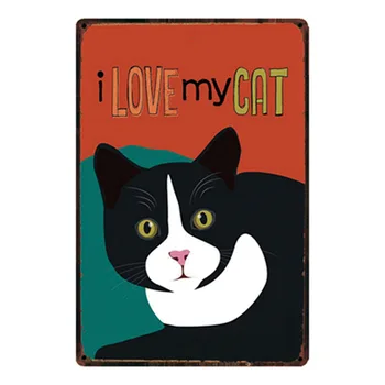 Kaķi Pazīmes, I Love My Cat/Brīdinājuma/Melni Kaķi Metāla Zīmju Skārda Plakātu, Bārs Kaķis Kafejnīca, Grāmatnīca Mājas Dekoru, Sienas Mākslas Skārda Gleznas