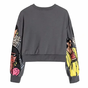 LVWOMN Za Sieviešu Krekls Modes Gadījuma sporta Krekls Drukas Sieviešu Apģērbu O-veida Kakla Džemperis ar garām Piedurknēm Top Brīvs Streetwear