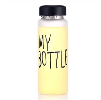 1pc mana pudele portatīvo plastmasas kausa vienkārši ūdeni kausa ērts kausa matēta ūdens pudeli students ar vāku
