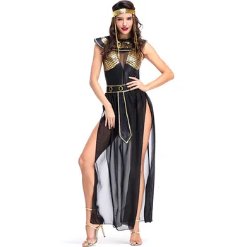 Umorden Karnevāls Halloween Puse Ēģiptes Kleopatra Kostīms Sievietēm Pieaugušo Ēģiptes Karaliene Cosplay Kostīmi Sexy Zelta Masku