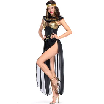 Umorden Karnevāls Halloween Puse Ēģiptes Kleopatra Kostīms Sievietēm Pieaugušo Ēģiptes Karaliene Cosplay Kostīmi Sexy Zelta Masku
