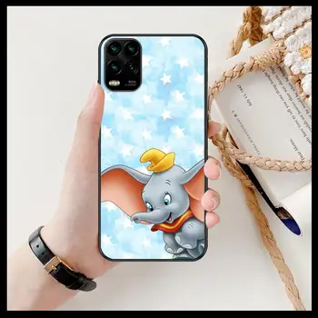 Disney Dumbo karikatūra Phone Gadījumā XiaoMi Redmi, Ņemiet vērā, 10 9S 8 7 6 5 Pro T Y1 Anime Melnu Vāciņu, Silikona Atpakaļ Iepriekš