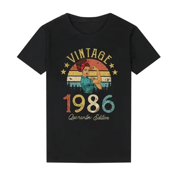Vintage 1986 Karantīnas Edition T-Krekls ir 35 gadi, 35. Dzimšanas dienas Dāvanu Idejas Sievietēm Meitenes Mamma, Sieva, Meita 86 Funny Retro Tshirt