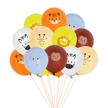 10pcs Džungļu Dzīvnieku Baloni Meža Safari Puse, Bērni, Zēni, Dzimšanas dienas svinības Apdare, Lauva, Tīģeris Žirafe Iespiesti Hēlija Globos