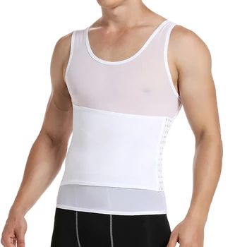 Vīriešu Acu Slimming Body Shaper Kompresijas Shapewear Krekls ar Sānu Āķi Slim Veste Vēders Shaper Saspringts Tank Top