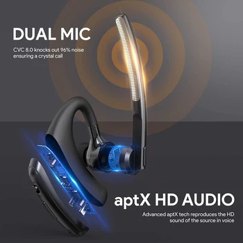 Pie auss liekamais skaļrunis Bluetooth 5.0 Austiņas Brīvroku Trokšņa Samazināšanas Austiņas Ar Apt-X HD Dual Mic Visiem Smart Tālruni