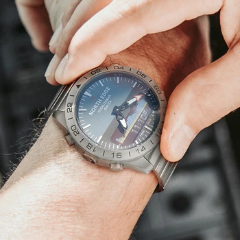 ZIEMEĻU MALU Vīriešu Niršanas Sporta Digitālo skatīties Militārās Armijas Luksusa Pilnā Tērauda Biznesa Ūdensizturīgs 200m Altimetrs, Kompass