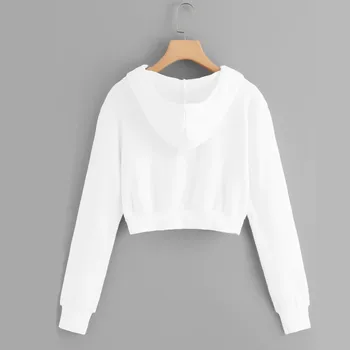 Modes Sievietes Apģērbs Gadījuma Cietā garām Piedurknēm ar Rāvējslēdzēju Kabatas T-krekls, Kapuci Plus Lieluma Dāmas Topi ir 2021. camisetas mujer de