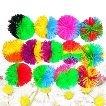 6pcs 6cm Krāsains Silikona Koosh Bumbu Veselīgs Pūkains Jugging Bumbu Maņu Fidgets Stress Atvieglojums, Rotaļlietas (Random Krāsu)