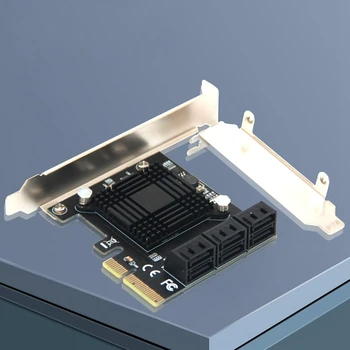 6 Portu SATA 3 PCIE Express Paplašināšanas Karti ar 6 SATA Kabeļi SATA 6Gbps Kontrolieris ASM1166 Mikroshēmu HDD, SSD