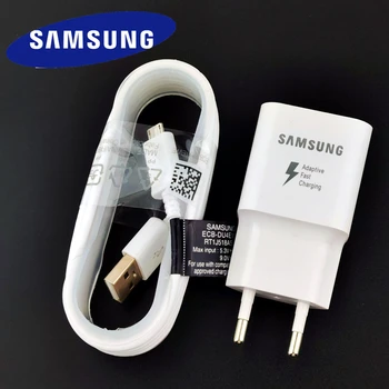Oriģināls Samsung Fast Charger QC 3.0 ātrās Uzlādes Adapteris, Mikro-Usb Kabelis Galaxy M21 A10 J3 J5 j7 A3 A5 A7 Līdz 2016. S4 S6 S7