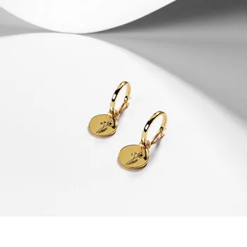 Dzimšanas ziedu šarmu mazo huggie stīpas auskari sievietēm zelta pārklājumu vintage elegants, izsmalcināts, elegants modes auskars