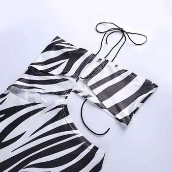 Pavada Izgriezt Backless Mini Kleita Sievietēm Sexy Zebra Drukāt Bodycon Pārsējs Puse Nakts Klubu Kleitas 2021. Gada Vasaras Sieviete Vestidos