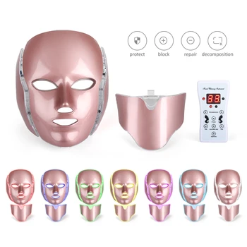 LED Gaismas Terapija Sejas Maska ar Kaklu 7 Krāsas, Fototerapijas Balināšanas Ādas Kopšanas Led Maska Sejas Skaistums Mašīna, Pretgrumbu