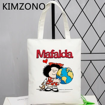Mafalda iepirkumu grozs eco iepirkšanās pārtikas tote bolsa atkārtoti maiss audums neto ecobag reciclaje paķert