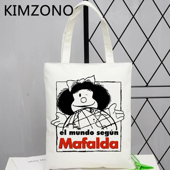 Mafalda iepirkumu grozs eco iepirkšanās pārtikas tote bolsa atkārtoti maiss audums neto ecobag reciclaje paķert