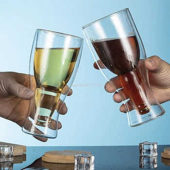 Radošo kokteiļu vīna glāze Dubultu sienu krūze, krūzes Alus, vīna Glāzes, Viskija šampanieša glāzi Kafijas tasi Degvīns tases Pudeli stils