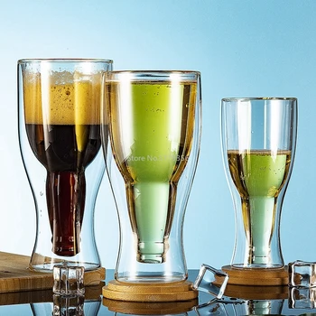 Radošo kokteiļu vīna glāze Dubultu sienu krūze, krūzes Alus, vīna Glāzes, Viskija šampanieša glāzi Kafijas tasi Degvīns tases Pudeli stils