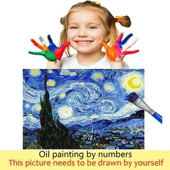 DIY krāsvielas bildes ar numuriem ar krāsām, kas Maziem svaigām lapām ūdenskrāsu attēls, zīmējums, glezna, ko numuri, karkasa Mājas
