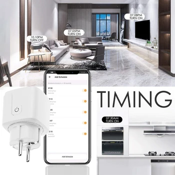 ES Standarta Smart Plug WiFi Ligzda 16A Pilnvaras Uzraudzīt Laika Funkcija Tuya Viedo Dzīvi, Darbus Ar Alexa, Google Home Smart Home