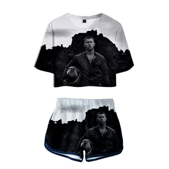 Ir 2021. Modes Dizaina Nick Jonas Sievietes Divas Gabals, kas Šorti+Crop Topi, T-krekls Vasaras Harajuku Ielas Drēbes