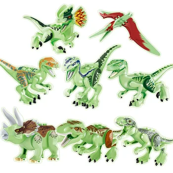 8pcs/daudz Jurassic Park Tyrannosaurus Rex Wyvern Velociraptor Stegosaurus Bolcks būvkonstrukciju Komplekti Dinozauru Darbības Rādītāji Rotaļlietas