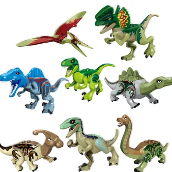 8pcs/daudz Jurassic Park Tyrannosaurus Rex Wyvern Velociraptor Stegosaurus Bolcks būvkonstrukciju Komplekti Dinozauru Darbības Rādītāji Rotaļlietas