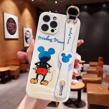 Delnas Siksniņu, spīdīgs Mickey mouse Tālrunis Lietā Par iPhone 12 11Pro Max 11Pro 12mini blu-ray Mīksto IMD Triecienizturīgs Turētājs Aizmugurējā Vāciņa