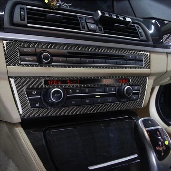 Automobiļa Centrālās Konsoles CD Panelis, Gaisa Kondicionieris Rāmja Apdare Uzlīme Trim BMW 5 Series F10 2011-17 Oglekļa Šķiedras Uzlīmēm