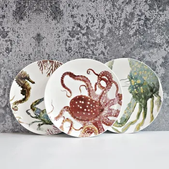 Eiropas un Amerikas Radošās Virtuves Piederumi Mājas Virtuves Trauki Okeāna Sērijas Keramikas Vakariņas Plate