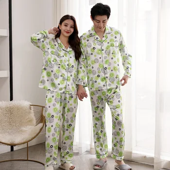 Jaunu Matching Pidžamu Pāri Long Piedurknēm Sleepwear Komplekts Zīda Pidžamu Sievietēm Miega Topi, Bikses, Sieviešu Pidžamas Komplekts Pijamas Mens