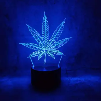 Nezāļu Kaņepju Lapu Formas 3D LED Nakts apgaismojums Tālvadības Kontroles Touch Galda Galda Lampa, Brīvdienu Mājas Guļamistaba Dekori Ziemassvētku Dāvanas Dzimšanas dienā