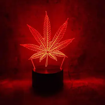 Nezāļu Kaņepju Lapu Formas 3D LED Nakts apgaismojums Tālvadības Kontroles Touch Galda Galda Lampa, Brīvdienu Mājas Guļamistaba Dekori Ziemassvētku Dāvanas Dzimšanas dienā