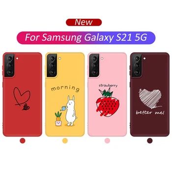 Cute Modelis Case For Samsung Galaxy S21 Plus S21 Ultra S20 FE Zemeņu Aizmugurējo Vāciņu Samsung S20 S21 S10 S10E Plus Ultra 5G