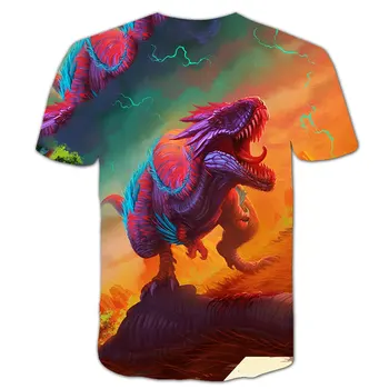 2021Children Vasaras Jauns T-krekls Zēniem Un Meitenēm 3D Drukāšanas Karikatūra Dinozauru Bērnu T-krekls Īsām piedurknēm Gadījuma Augšu
