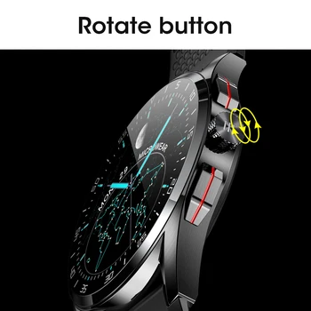 Rotācijas poga Smart skatīties 360*360 HD IPS ekrānu Bluetooth Zvanu vīriešiem DIY watchface Sirds ritma Monitors IP68 peldēt sporta smartwatch